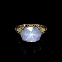 4.35 Ct. Grey Sapphire Ring, 14K Yellow Gold 1