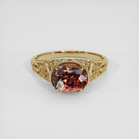 3.20 Ct. Pinkish Brown Sapphire Ring, 14K Yellow Gold 1