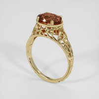 3.20 Ct. Pinkish Brown Sapphire Ring, 14K Yellow Gold 2