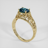 1.52 Ct. Bluish Green Sapphire Ring, 14K Yellow Gold 2