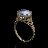 4.35 Ct. Grey Sapphire Ring, 18K Yellow Gold 2