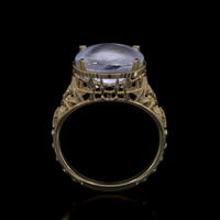 4.35 Ct. Grey Sapphire Ring, 18K Yellow Gold 3