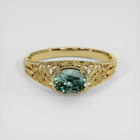 1.65 Ct. Bluish Green Sapphire Ring, 18K Yellow Gold 1