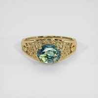 1.52 Ct. Bluish Green Sapphire Ring, 18K Yellow Gold 1