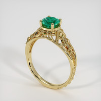 0.78 Ct. Emerald Ring, 18K Yellow Gold 2