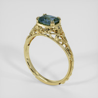 0.99 Ct. Greenish Blue Sapphire Ring, 18K Yellow Gold 2