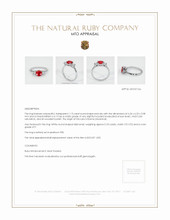Ruby Ring 1.13 Ct., Platinum 950 Appraisal