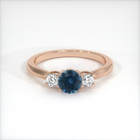 0.77 Ct. Greenish Blue Sapphire Ring, 14K Rose Gold 1