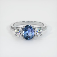 0.84 Ct. Blue Sapphire Ring, 10K White Gold 1