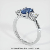 0.84 Ct. Blue Sapphire Ring, 10K White Gold 2