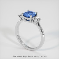 1.41 Ct. Blue Sapphire Ring, 10K White Gold 2