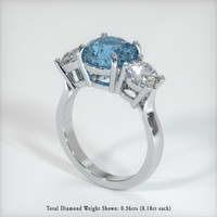3.24 Ct. Greenish Blue Sapphire Ring, 10K White Gold 2