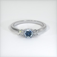 0.58 Ct. Greyish Blue Sapphire Ring, 10K White Gold 1