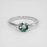 0.72 Ct. Bluish Green Sapphire Ring, 14K White Gold 1