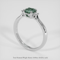 0.72 Ct. Bluish Green Sapphire Ring, 14K White Gold 2