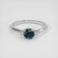 0.79 Ct. Bluish Green Sapphire Ring, 14K White Gold 1