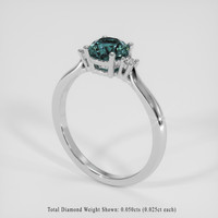 1.11 Ct. Bluish Green Sapphire Ring, 14K White Gold 2
