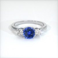 0.87 Ct. Blue Sapphire Ring, 18K White Gold 1