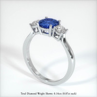 0.87 Ct. Blue Sapphire Ring, 18K White Gold 2