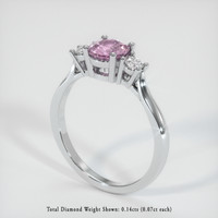 0.86 Ct. Pink Sapphire Ring, 18K White Gold 2