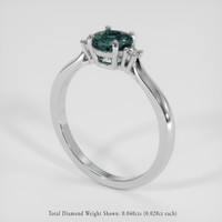 0.79 Ct. Bluish Green Sapphire Ring, 18K White Gold 2