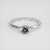 0.77 Ct. Greenish Blue Sapphire Ring, 18K White Gold 1