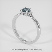 0.77 Ct. Greenish Blue Sapphire Ring, 18K White Gold 2