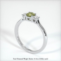 0.76 Ct. Greenish Yellow Sapphire Ring, 18K White Gold 2
