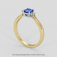 0.40 Ct. Blue Sapphire Ring, 18K White & Yellow 2
