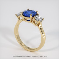 2.81 Ct. Blue Sapphire Ring, 10K Yellow Gold 2