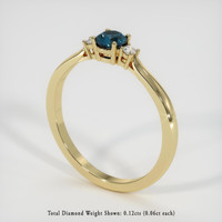 0.77 Ct. Greenish Blue Sapphire Ring, 14K Yellow Gold 2