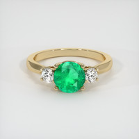 1.10 Ct. Emerald Ring, 14K Yellow Gold 1