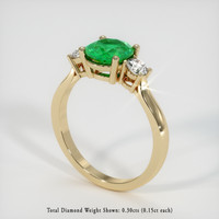 1.10 Ct. Emerald Ring, 14K Yellow Gold 2