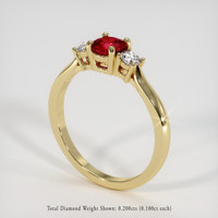 0.54 Ct. Ruby Ring, 14K Yellow Gold 2