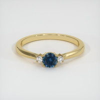 0.77 Ct. Greenish Blue Sapphire Ring, 18K Yellow Gold 1