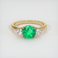1.10 Ct. Emerald Ring, 18K Yellow Gold 1