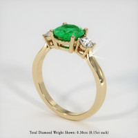 1.10 Ct. Emerald Ring, 18K Yellow Gold 2