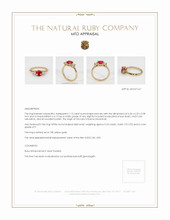 Ruby Ring 1.13 Ct., 18K Yellow Gold Appraisal