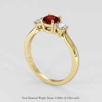 0.68 Ct. Ruby Ring, 18K Yellow Gold 2