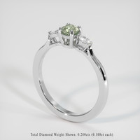 0.47 Ct. Bluish Green Sapphire Ring, 18K White Gold 2