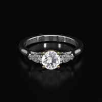 0.84 Ct. White Sapphire Ring, 18K Yellow & White 1