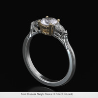 0.84 Ct. White Sapphire Ring, 18K Yellow & White 2