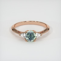 0.74 Ct. Bluish Green Sapphire Ring, 14K Rose Gold 1