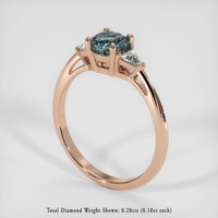 0.81 Ct. Greenish Blue Sapphire Ring, 18K Rose Gold 2