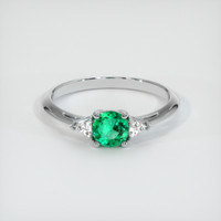 0.40 Ct. Emerald Ring, 18K White Gold 1