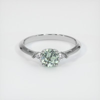 0.94 Ct. Bluish Green Sapphire Ring, 18K White Gold 1