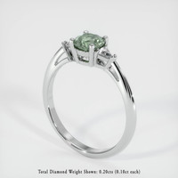 0.94 Ct. Bluish Green Sapphire Ring, 18K White Gold 2