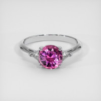 2.07 Ct. Purplish Pink Sapphire Ring, 18K White Gold 1