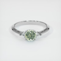 0.97 Ct. Yellowish Green Sapphire Ring, 18K White Gold 1
