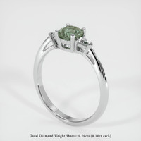 0.97 Ct. Yellowish Green Sapphire Ring, 18K White Gold 2